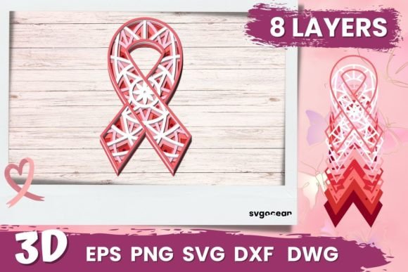 Awareness Ribbon SVG: 3D Shapes for Crafts