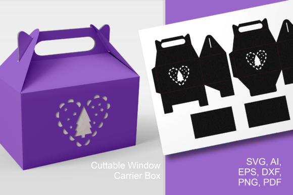 Christmas Tree in Heart Gable Favor Box 3D SVG