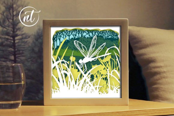 Dragonfly Lightbox Template: 3D SVG for Shadow Boxes