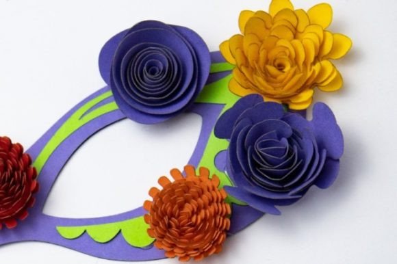 Mardi Gras Mask - Rolled Flowers 3D SVG for Holidays