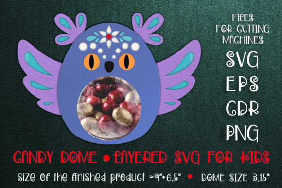 Owl Candy Dome Christmas Paper Craft 3D SVG