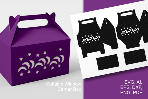 Sparkling Stars Gable Favor Box Template: 3D SVG Shapes