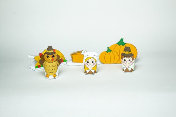 Thanksgiving Village Paper Toy Set: 3D SVG for Kids Crafts