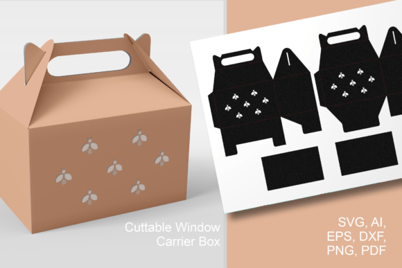 Tiny Bees Patterned Gable Box Template 3D SVG Shapes