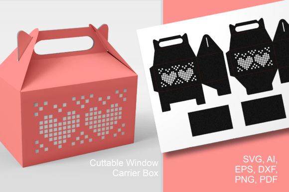 Ugly Sweater Hearts Motif Gable Box 3D SVG Shapes