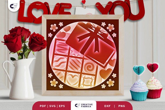 Valentine's Day Chocolate Shadow Box 3D SVG Review